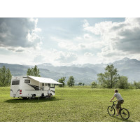Тент даховий Omnistor 9200 з мотором - корпус кремово-білий, тканина містично сірого кольору