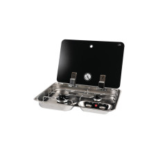  Kocher Edelstahl mit Glasabdeckung 460x355xH90 мм, 4 кг, 2-фламміг