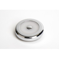 12V LED-Deckenleuchte rund, Chrom Glänzend, Touch-Schalter mittig