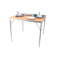 Klappbarer Campingtisch mit Tischplatte aus Bambus -