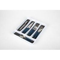  Besteckkasten Kunststoff, weiß/anthrazit 33x29x4cm-4 Fächer Antirutsch
