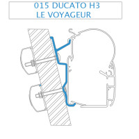 PW1100 3,5 м комплект H3 Ducato, боксер, джемпер, футляр: антр., тканина: Horizon Grey
