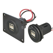 USB-розетка 12/5В з подвійним USB 2x2.5A з монтажною пластиною