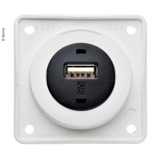 USB-розєм на корпусі, полярно-білий глянсовий, 12 В, 3 А Вихідний струм