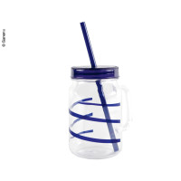 Trinkbecher mit Strohhalm TWIST blau, 550 мл