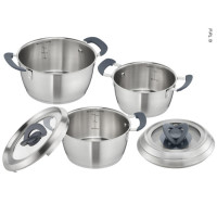 Набір горщиків Tefal 6 шт.: Ø16,18+20 см, 3 скляні кришки зі складною ручкою