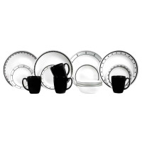 Набір посуду CORELLE BLACK-WHITE 16 шт. на 4 чол., стійкий до зламів