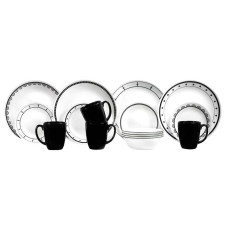 Набір посуду CORELLE BLACK-WHITE 16 шт. на 4 чол., стійкий до зламів