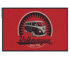 Килимок для дверей VW Collection Bulli, червоний ЛОГОТИП VINTAGE BUS, 75x50см, 100% нейлон