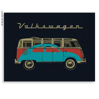 Флісова ковдра VW Collection BUS+KÄFER, чорний, 150x200см
