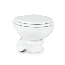 Унітаз-вакуум Dometic VacuFlush 5006 короткий з металевою педаллю змиву та зливом через підлогу біли